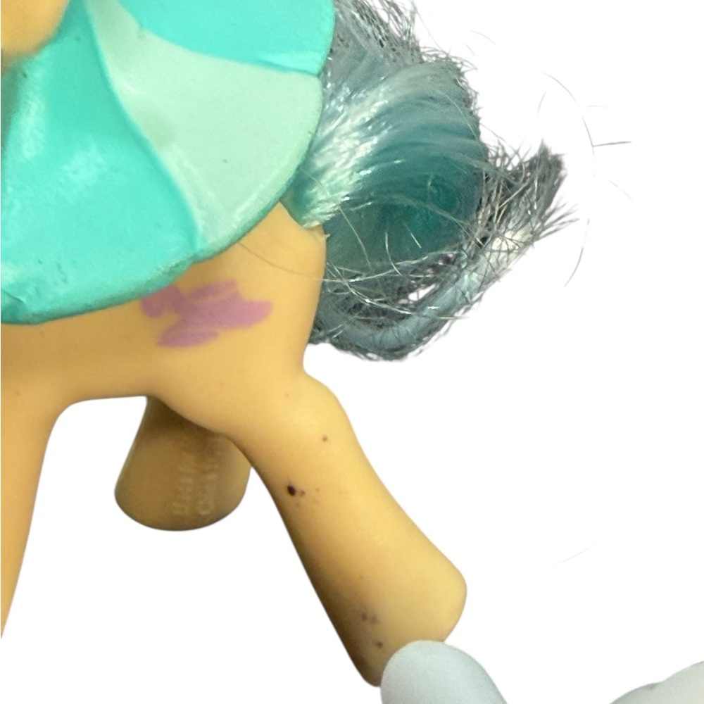 My Little Pony G3 Minty Yellow Pony Figure Teal Hair Hasbro Cutie Mark - Picture 7 of 10